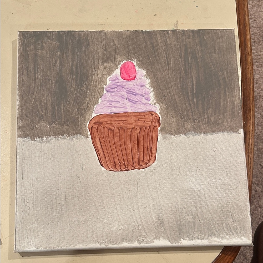 Cupcake Canvas Art with Pink and Purple Accents